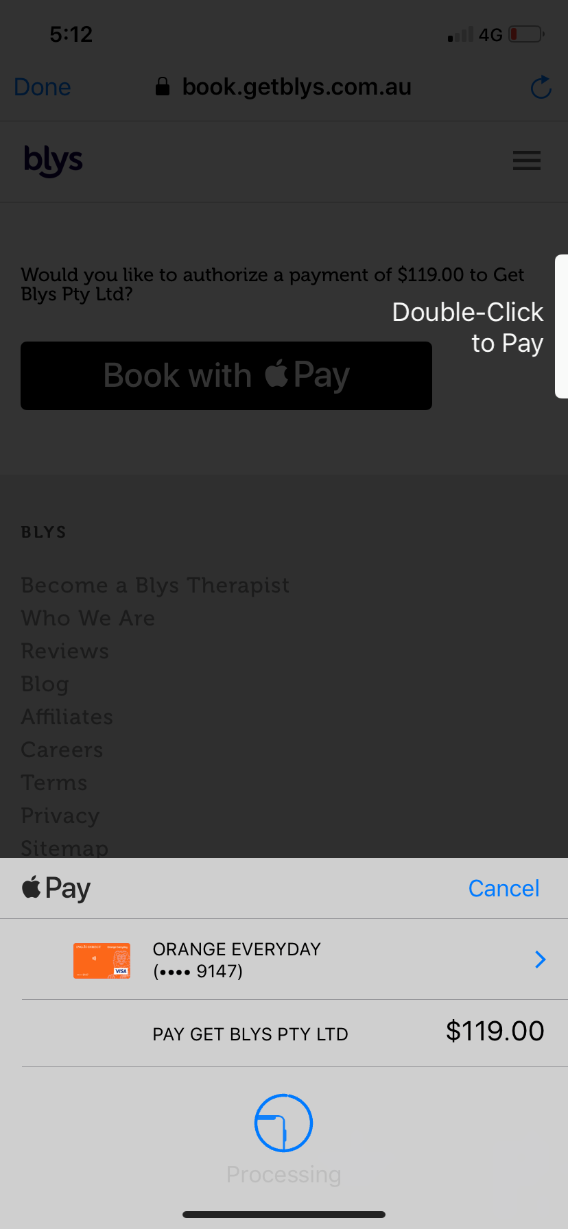 blys apple pay