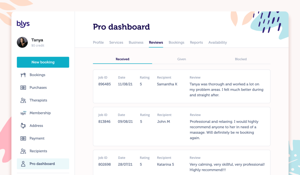 Blys web app reviews