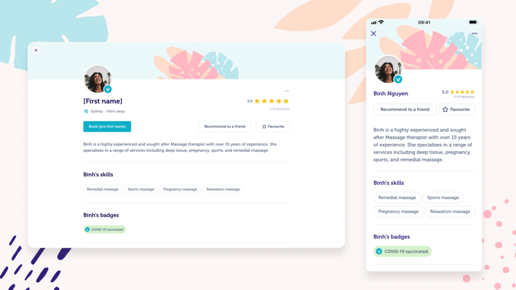 Blys provider profile covid vaccination badge