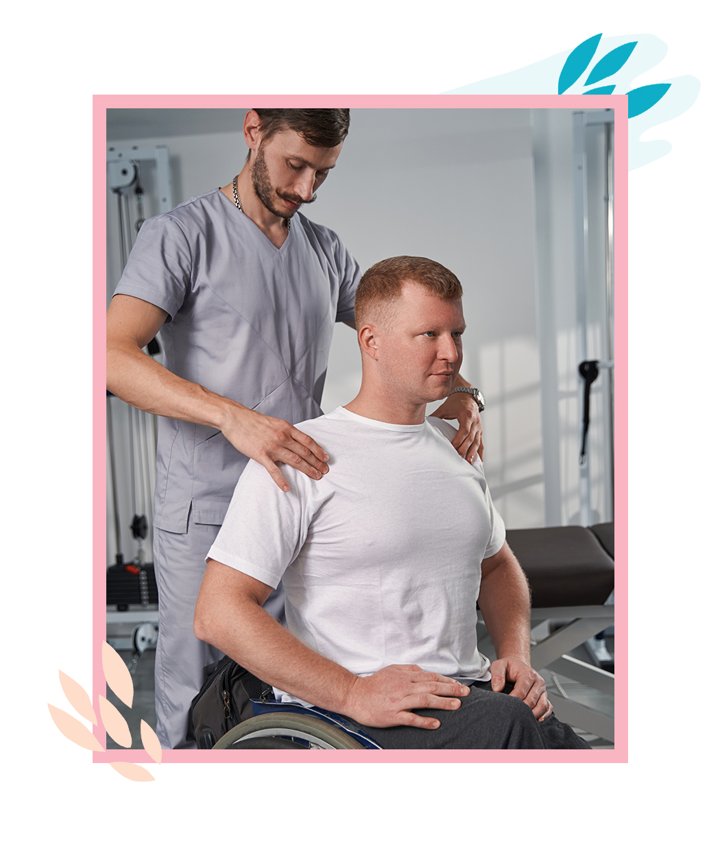 man in wheelchair getting a massage