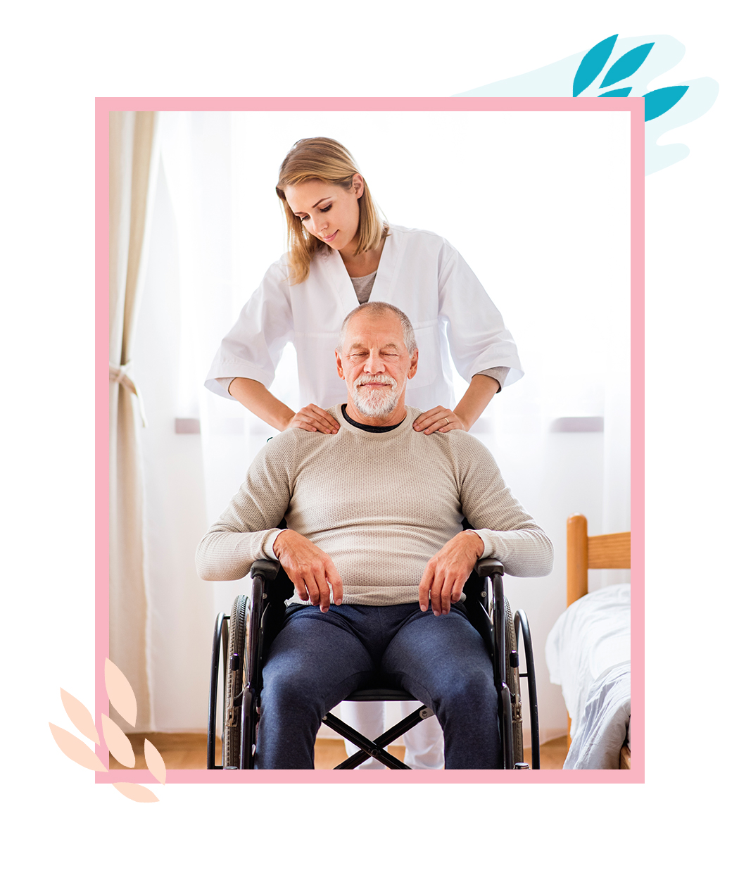 female therapist giving a massage for disabled man