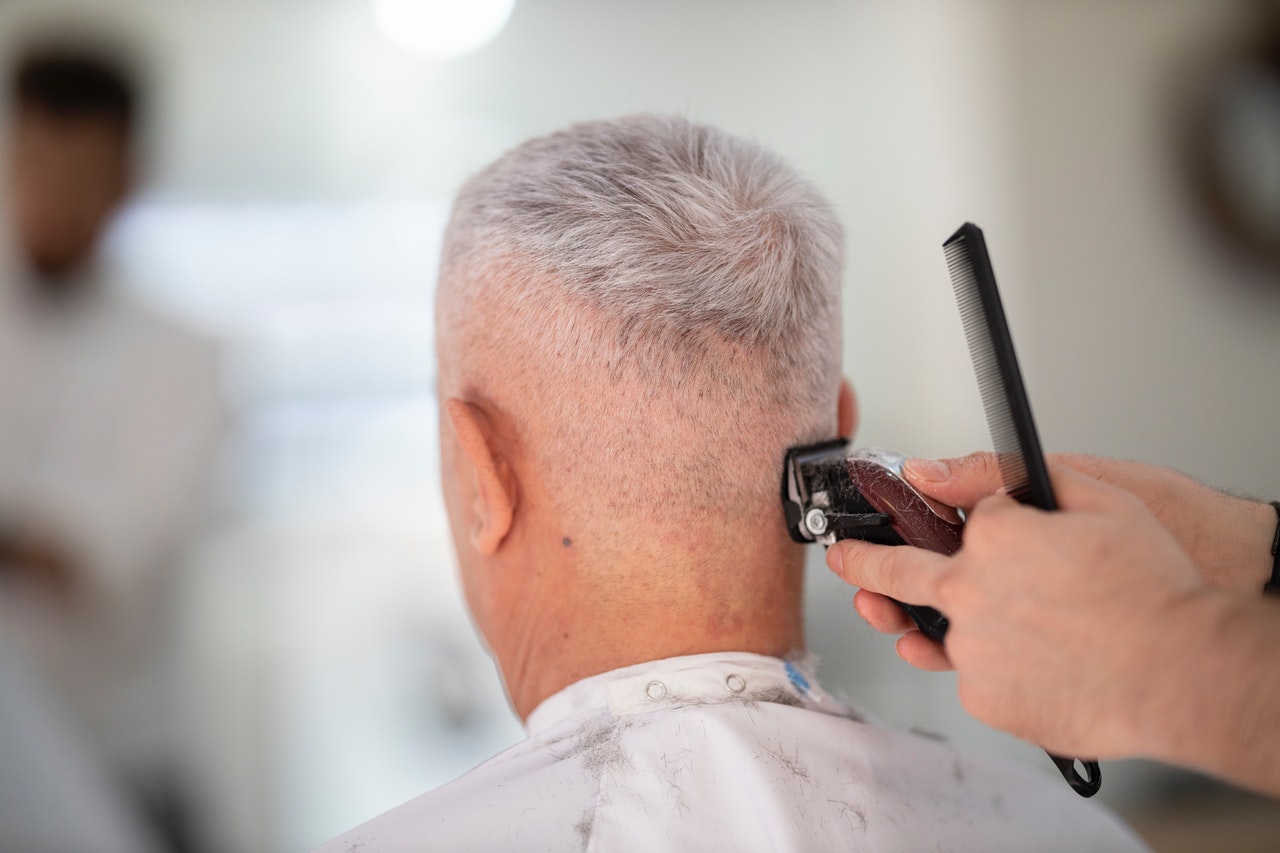 man getting haircut