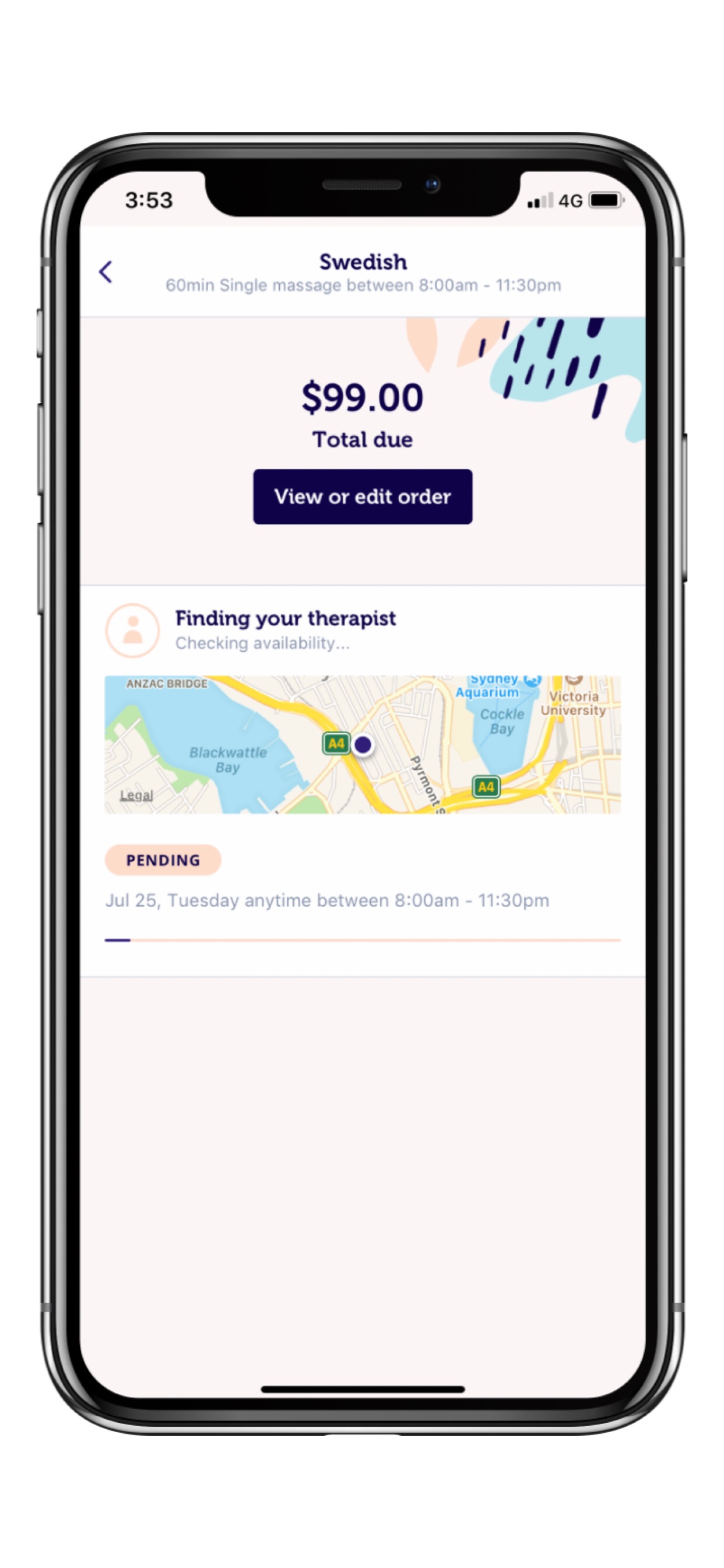 Blys App features - manage your booking