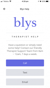 Blys massage therapist app - account page - help