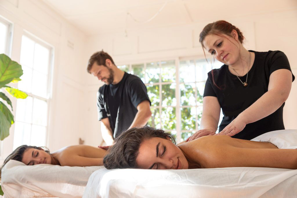 women mobile massage on demand couples massage relax wellness happy blys