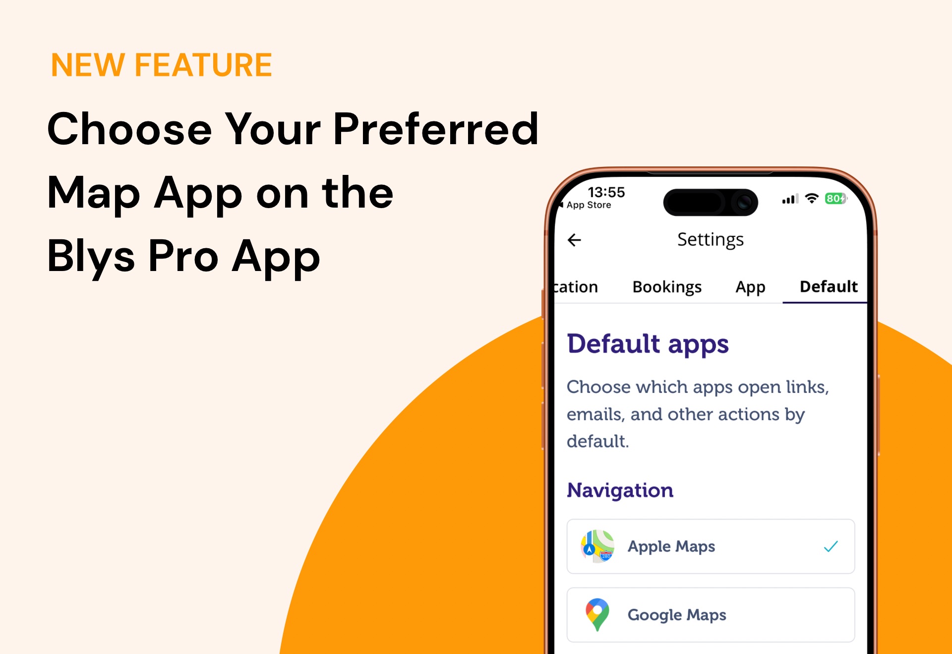 Choose Your Preferred Maps App on the Blys Pro App Hero Image