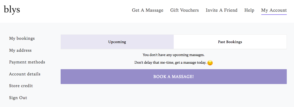 Rebook massage therapist | Blys Massage