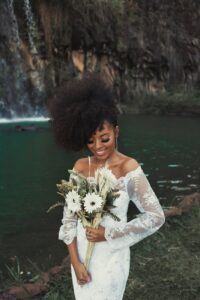Bride wearing her natural curls