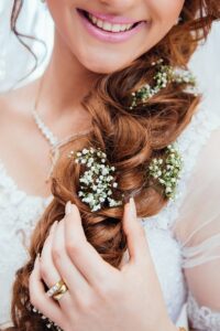 Bride wearing braids
