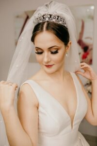Bride wearing a classic updo