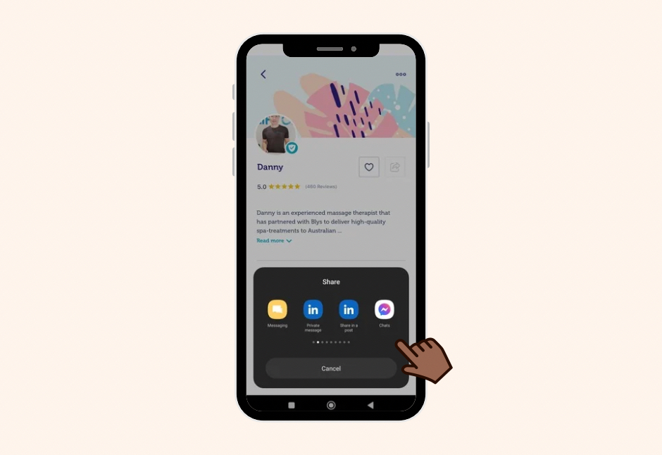 Share modal on mobile