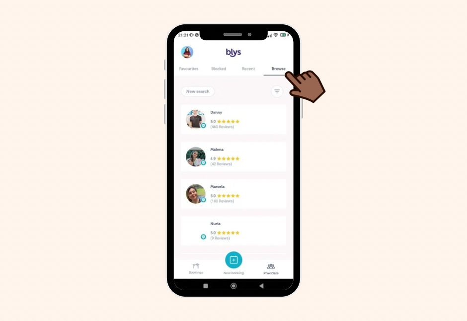 Browse recent providers mobile