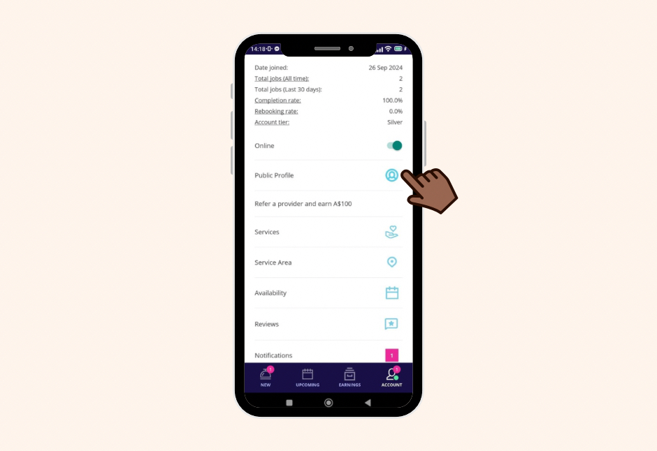 Public profile mobile