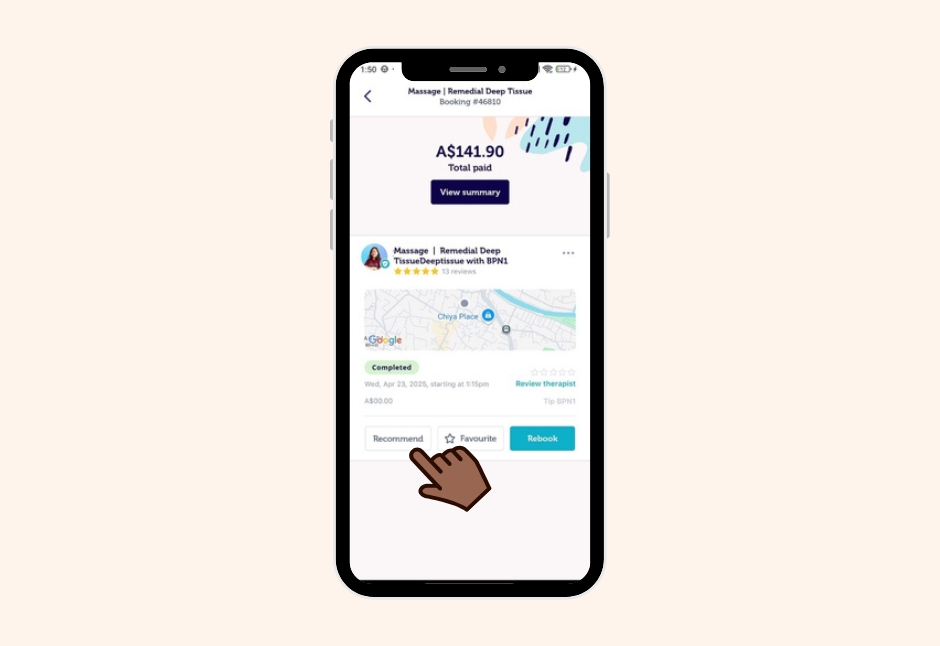 Recommendation to a friend mobile