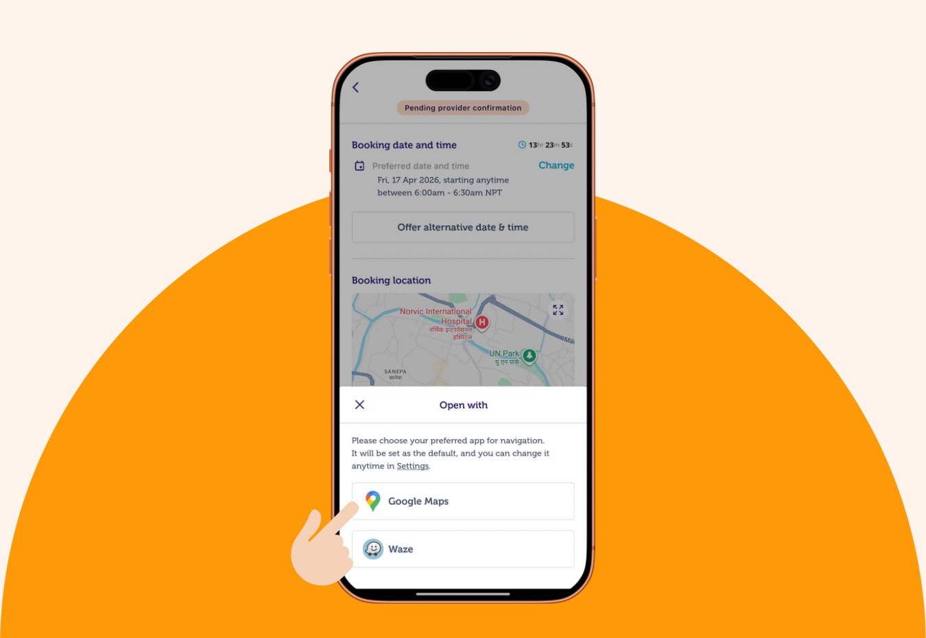 Choose Your Default Map App While Opening Booking Link
