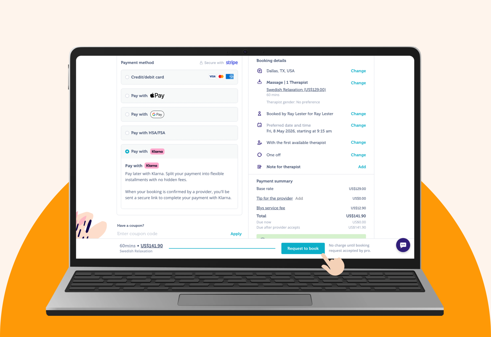 Request to book with Klarna PC