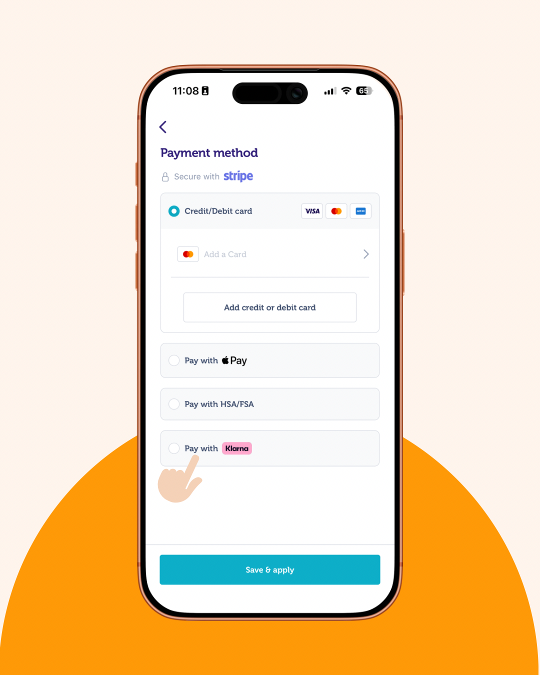 Choose Klarna as payment method